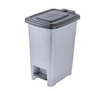 keeeper pattumiera a pedale, 10 l, facile da pulire, pedale per apertura e chiusura igienica, contenitore per rifiuti, 20,5 x 28 x 35 cm, Olaf, Light Silver (Argento)