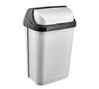 keeeper Pattumiera con Coperchio a Scorrimento, 10 L, Rasmus, Argentato