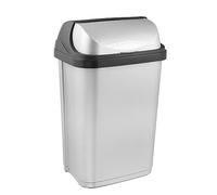 keeeper Pattumiera con Coperchio a Scorrimento, 25 L, Rasmus, Argentato