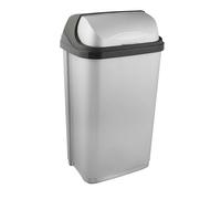 keeeper Pattumiera con Coperchio a Scorrimento, 50 L, Rasmus, Argentato