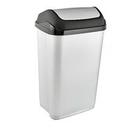 keeeper Pattumiera con Coperchio Basculante, 50 L, Swantje, Argentato