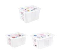 keeeper "Peppa Pig Set Contenitore Portaoggetti con Coperchio, Set 3 Pezzi con Coperchio, 30 L / 24 L / 15 L, Trasparente Naturale