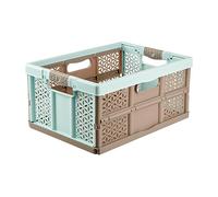 keeeper Robusta Cassetta Pieghevole con Impugnature Soft-Touch, 48,5 x 35 x 23,5 cm, 32 L, Lea, Blu/Marrone