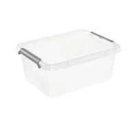 keeeper Scatola - Contenitore Lara, 1,6 L, 19,5 x 15 x 8,5, Impilabile, Coperchio con Chiusura a Scatto, Trasparente