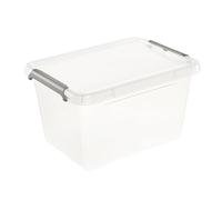 keeeper Scatola - Contenitore Lara, 2 L, 19,5 x 15 x 11, Impilabile, Coperchio con Chiusura a Scatto, Trasparente