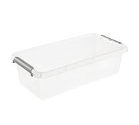 keeeper Scatola - Contenitore Lara, 5,75 L, 39 x 20 x 11, Impilabile, Coperchio con Chiusura a Scatto, Trasparente