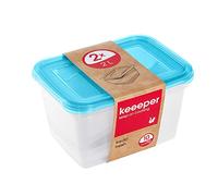 keeeper Set da 2 Contenitori per Alimenti, 2 x 2 L, 20,5 x 15,5 x 10,5 cm, Fredo Fresh, Blu trasparente