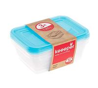 keeeper Set da 3 Contenitori per Alimenti, 3 x 1,25 L, 20,5 x 15,5 x 6,5 cm, Fredo Fresh, Blu trasparente