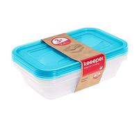 keeeper Set da 3 Contenitori per Alimenti, 3 x 2,4 L, 29 x 19 x 7 cm, Fredo Fresh, Blu trasparente