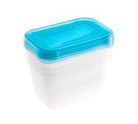 keeeper Set da 4 Contenitori per Alimenti, 4 x 750 ml, 15,5 x 10,5 x 8,5 cm, Fredo Fresh, Blu trasparente