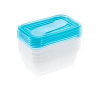 keeeper Set da 5 Contenitori per Alimenti, 5 x 500 ml, 15,5 x 10,5 x 6 cm, Fredo Fresh, Blu trasparente