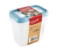 keeeper Set di 3 Contenitori per Congelare Alimenti, Coperchio su cui Scrivere, 3 x 1 L, 15,5 x 10,5 x 11,5 cm, Mia Magic Ice, Nordic Blue (Blu)