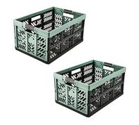 keeeper Set di Cassette Pieghevoli Robuste, Con Morbidi Manici Laterali Soft-Touch, 2 x 45 L, Ben, Nordic Green (Verde)