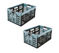 keeeper Set di Cassette Pieghevoli Robuste, Con Morbidi Manici Laterali Soft-Touch, 2 x 45 L, Ben, Nordic Blue (Blu)