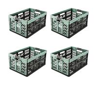 keeeper Set di Cassette Pieghevoli Robuste, Con Morbidi Manici Laterali Soft-Touch, 4 x 45 L, Ben, Nordic Green (Verde)