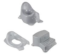 keeeper "Stars Set per la Cura dei Bambini 3 Pezzi: Vasino + Sedile del Water + Scaletta a Due Gradini, Grigio