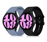 KeeFos 2 Pezzi Cinturino per Samsung Galaxy Watch 7/6/5/4 40mm 44mm/Galaxy Watch FE, Silicone Morbido Regolabile Cinturino per Galaxy Watch 6 Classic 43mm 47mm/Galaxy Watch 5 Pro - Nero+Blu