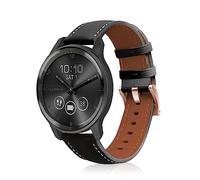 KeeFos 20mm Cinturino Compatibile con Garmin Forerunner 570 42mm/165/245/645/Approach S50/S44/S42/Vivoactive 6/Vivoactive 5/Venu Sq 2/Venu 2 Plus, Cinturini in Pelle per Donna Uomo - Nero