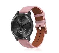 KeeFos 20mm Cinturino Compatibile con Garmin Forerunner 570 42mm/165/245/645/Approach S50/S44/S42/Vivoactive 6/Vivoactive 5/Venu Sq 2/Venu 2 Plus, Cinturini in Pelle per Donna Uomo - Rosa
