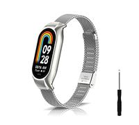 KeeFos Cinturino Compatibile per Xiaomi Mi Band 8 / Xiaomi Smart Band 8, Metallo Intrecciato Braccialetto Cinturino Acciaio Inossidabile per Xiaomi Mi Band 8 / Xiaomi Smart Band 8 - Argento
