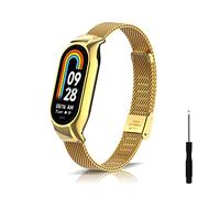 KeeFos Cinturino Compatibile per Xiaomi Mi Band 8 / Xiaomi Smart Band 8, Metallo Intrecciato Braccialetto Cinturino Acciaio Inossidabile per Xiaomi Mi Band 8 / Xiaomi Smart Band 8 - Oro