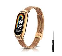 KeeFos Cinturino Compatibile per Xiaomi Mi Band 8 / Xiaomi Smart Band 8, Metallo Intrecciato Braccialetto Cinturino Acciaio Inossidabile per Xiaomi Mi Band 8 / Xiaomi Smart Band 8 - Oro Rosa