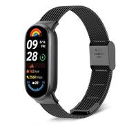 KeeFos Cinturino Compatibile per Xiaomi Mi Smart Band 9/Xiaomi Mi Smart Band 8, Metallo Intrecciato Braccialetto Cinturino Acciaio Inossidabile per Xiaomi Mi Band 9/Xiaomi Mi Band 8 - Nero