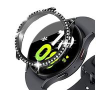 KeeFos Cover Compatibile con Samsung Galaxy Watch 5 44mm, Custodia Vetro Temperato, PC Schermo, HD Clear, Anti-Graffio, Custodia Pellicola Protettiva per Galaxy Watch 5 44mm (Nero)