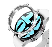 KeeFos Cover Compatibile con Samsung Galaxy Watch 6 44mm, Custodia Vetro Temperato, Bling Case, PC Schermo, HD Clear, Anti-Graffio, Custodia Pellicola Protettiva per Galaxy Watch 6 44mm (d'Argento)