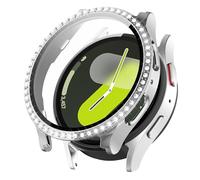 KeeFos Cover per Samsung Galaxy Watch 7 40mm, Custodia Vetro Temperato, Bling Case, PC Schermo, HD Clear, Anti-Graffio, Custodia Pellicola Protettiva per Samsung Galaxy Watch 7 40mm (D'argento)