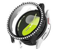 KeeFos Cover per Samsung Galaxy Watch 7 40mm, Custodia Vetro Temperato, Bling Case, PC Schermo, HD Clear, Anti-Graffio, Custodia Pellicola Protettiva per Samsung Galaxy Watch 7 40mm (Nero)