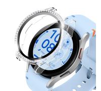 KeeFos Cover per Samsung Galaxy Watch FE 40mm, Custodia Vetro Temperato, Bling Case, PC Schermo, HD Clear, Anti-Graffio, Custodia Pellicola Protettiva per Samsung Galaxy Watch FE 40mm (Trasparente)
