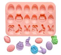 KEELYY 2 Stampo per Cioccolatini Pasquali in Silicone, Stampi in Silicone con 18 Cavità a Forma di Coniglio/Uova di Pasqua/Testa di Coniglio/Cestello, per Cioccolato, Caramelle, Gelatina