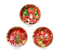 KEELYY Set di 3 Piatti Natalizi, 28.5 cm Piatti di Natale, Avvento, Piatti Decorativi Riutilizzabili con Motivi Natalizi, Servizio Piatti Natalizio, Decorazione da Tavolo per Natale