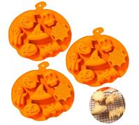 KEELYY Stampi in Silicone per Halloween, 3 pezzi Stampo Halloween Teschio, Zucca, Pipistrello, Strega, Fantasma, per Decorazioni fai da te per Dolci, Cioccolatini, Muffin, Caramelle