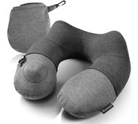 Keemall, Cuscino da viaggio gonfiabile, cuscino per il collo, per aereo, per dormire a lungo, morbido in 100% cotone, cuscino da viaggio per poggiatesta, articolo essenziale da viaggio, portatile