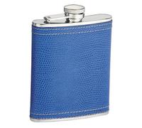 Keen Sport FIASCHETTA Pelle Blu Fiaschetta da Tasca Inox Rivestita in Pelle Blu
