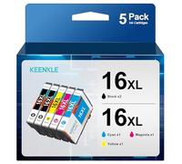 5-Pack 16XL Cartucce Compatibili per Epson 16 XL Multipack per WF-2510 WF-2630 WF-2760 WF-2660 WF-2540 WF-2750 WF-2530 WF-2650 WF-2010 WF-2520 (Formato XL, 2 Nero, 1 Ciano, 1 Magenta, 1 Giallo)