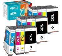 KEENKLE 27XL Multipack Cartucce d'inchiostro Compatibili per Epson 27 27XL per Workforce WF-7610 WF-7620 WF-3620 WF-7720 WF-7715 WF-7210 WF-3640 WF-7710 WF-7110 (Nero Ciano Magenta Giallo,12-Pack)
