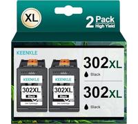 KEENKLE 302XL Nero Cartucce d'inchiostro Compatibili per HP 302 302XL Nero per HP Envy 4520 4521 4522 4523 4524 Officejet 3830 3831 3834 3833 3835 4650 4651 Deskjet 1110 2100 2134 3630 (Nero, 2-Pack)