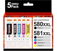 PGI-580XXL CLI-581XXL Compatibili Cartucce d'inchiostro Sostituzione per Canon 580 581 XXL per Pixma TS6350 TS705a TR8550 TR7550 TS6150 TS6250 TS8250 TS8350 (PGBK Nero Ciano Magenta Giallo, 5-Pack)