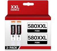 KEENKLE 580XXL PGBK Cartucce compatibili con Canon PGI 580 XXL Nero per Pixma TS705 TS705a TS6350 TS6350a TS8350 TS8150 TS6351a TS6300 TR8550 TS9550 TS6150 TS6250 TR850 00 (2) cartucce
