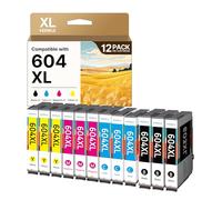 KEENKLE 604XL Cartucce d'inchiostro Compatibile per Epson 604 604 XL Multipack per Expression Home XP-2200 XP-2205 XP-3200 XP-3205 XP-4200 XP-4205 WorkForce WF-2910 WF-2930 WF-2935 WF-2950 (12-Pack)