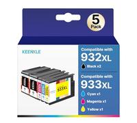 KEENKLE 932XL 933XL Cartucce d'inchiostro Compatibili per HP 932 933 XL Multipack per Officejet 6100 6600 6700 7110 7510 7610 7612 6100 Stampante (2 Nero, 1 Ciano, 1 Magenta, 1 Giallo, 5-Pack)