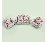 Keenso 1/12 - Set di mini divani portatile con motivo floreale e cuscino posteriore per ascoltare la casa delle bambole (piccoli ciuffi di sangue (grandi fiori)