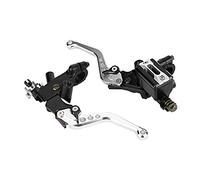 Keenso 1 paio leve freno e frizione regolabili, 7/8 pollici leve serbatoio frizione cilindro freno universale moto(Argento)