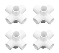Keenso 10pcs Collegamento del Tubo in Plastica in PVC 6 Percorsi Raccordi di Gomito Angolare Tubo 25 -M -MM Interno di PVC (White)
