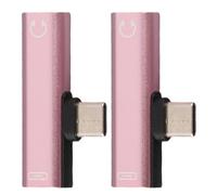 Keenso 2pcs Tipo C a 3,5 Mm ADIO Adattatore Cavo per Moto Z Play, Slim Type-C Caricamento Collegamento 2 in 1 Tipo Adapter C per la Serie LECO-Lemax, Materiale in Lega di Alluminio (PINK)