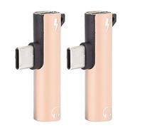 Keenso 2pcs Tipo C a 3,5 Mm ADIO Adattatore Cavo per Moto Z Play, Slim Type-C Caricamento Collegamento 2 in 1 Tipo Adapter C per la Serie LECO-Lemax, Materiale in Lega di Alluminio (GOLD)