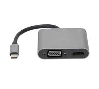 Keenso Adattatore d'argento del hub di tipo C con VGA USB per elettronica di computer, materiale della lega di alluminio